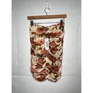 NEW L'agence Mini Skirt Size Small Ruched, Veronica Shirred Floral Rose Print